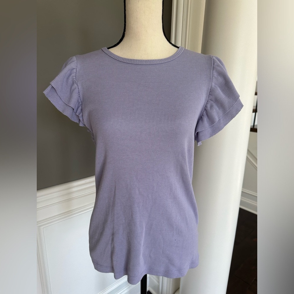 T.la flutter sleeve ribbed tee